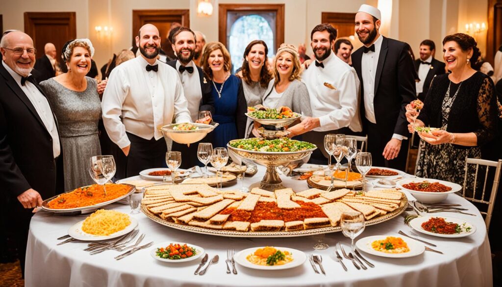 Koschere Speisen bei einer jüdischen Hochzeitsfeier