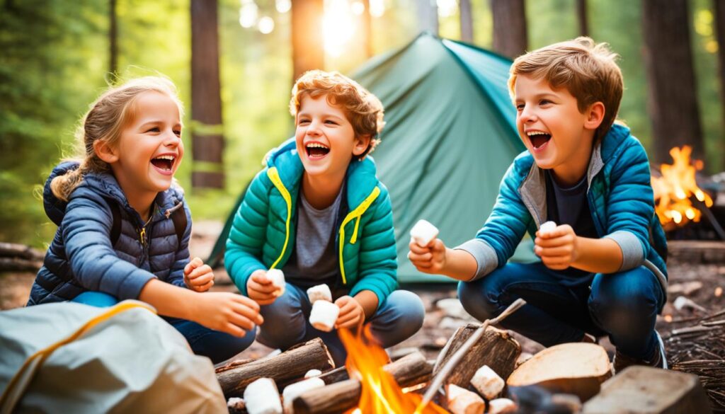 Kinder beim Camping in der Natur