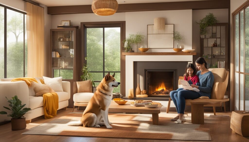 Akita Inu und Familie