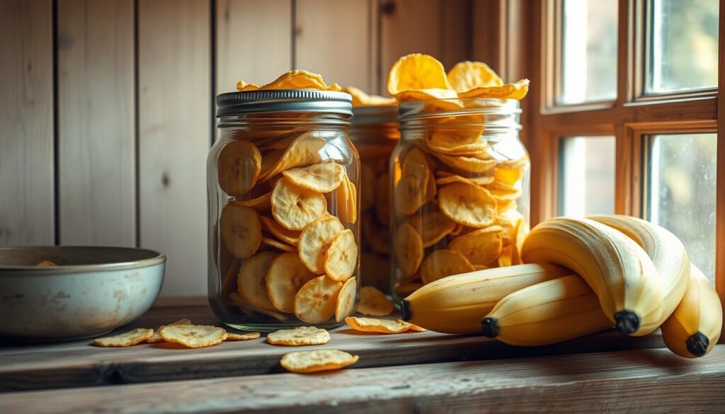 Aufbewahrung selbstgemachter Bananenchips